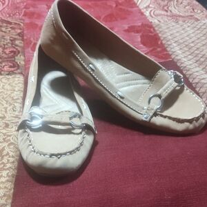 Liz Claiborne Beige Flats with Silver Accents